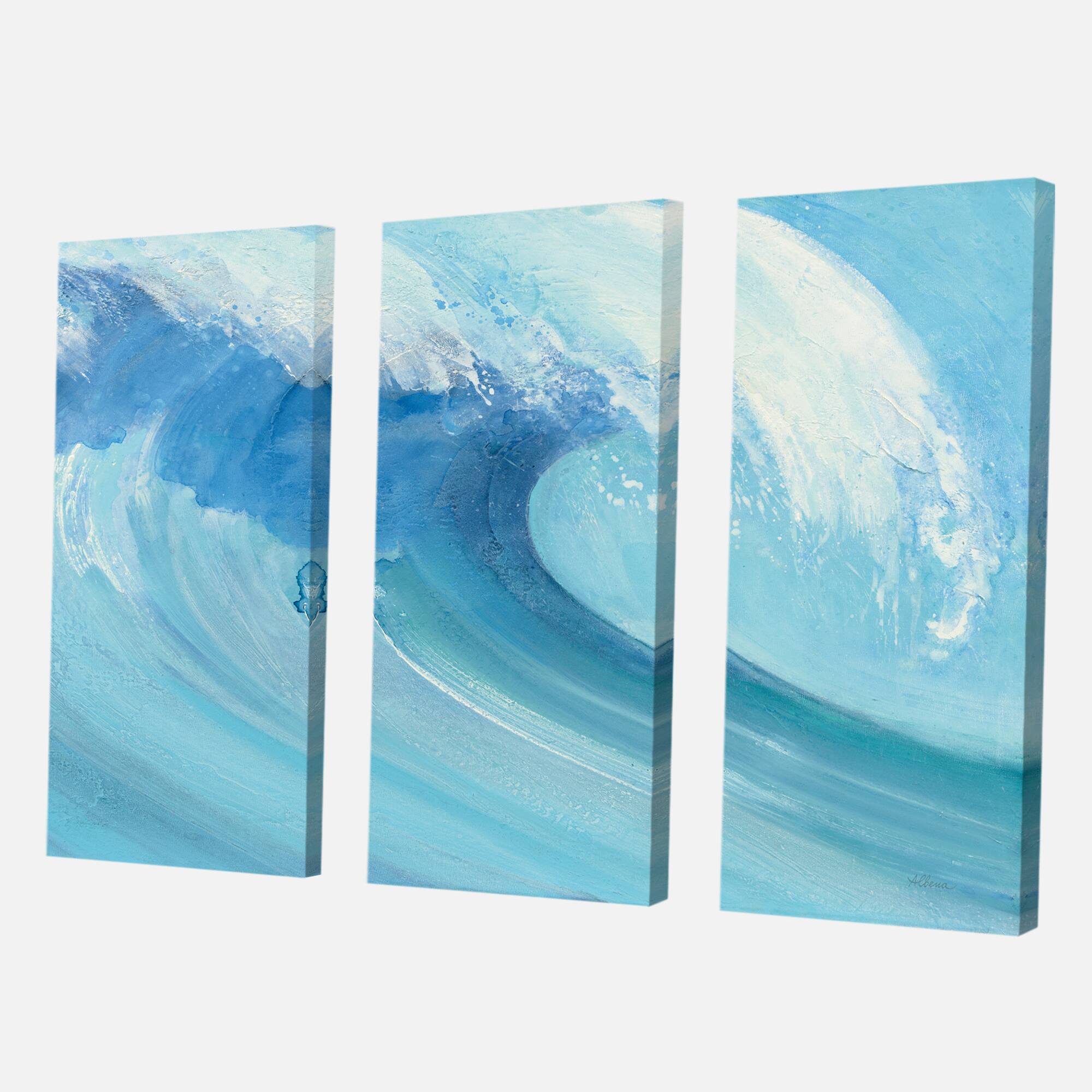 Designart - Ocean Wave Handpainted with White Foam